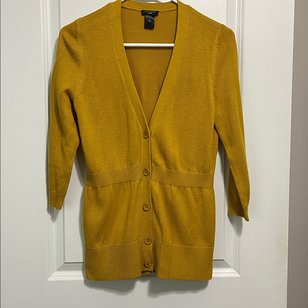 Ann Taylor Mustard Yellow Knit Sweater Small Petite